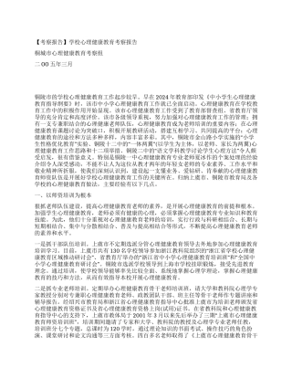 学校心理健康教育考察报告