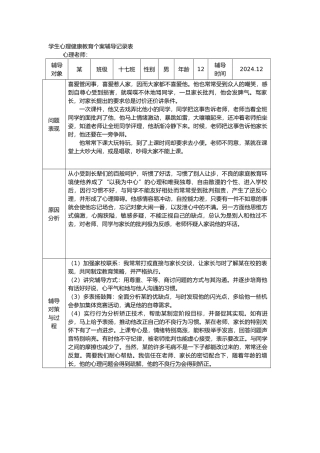 学生心理健康教育辅导记录表