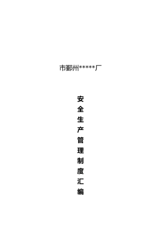 宁波某厂安全生产管理制度汇编