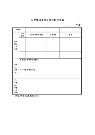 宁波贝发集团有限公司高管年度考核用表