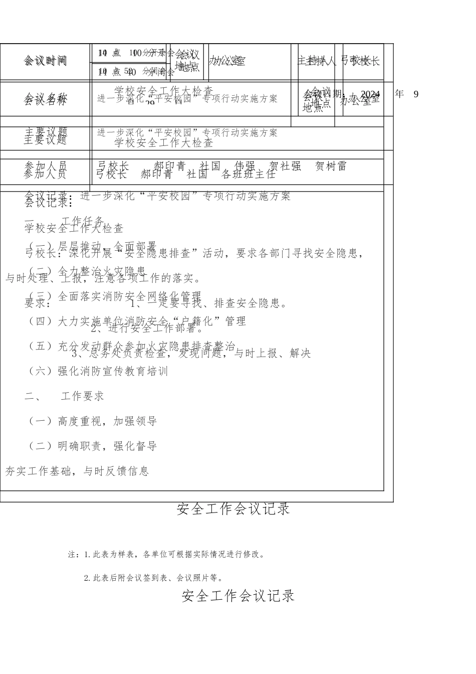 安全工作会议记录文本_第2页