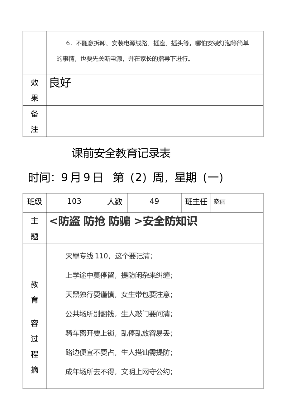 安全教育记录表范本_第3页