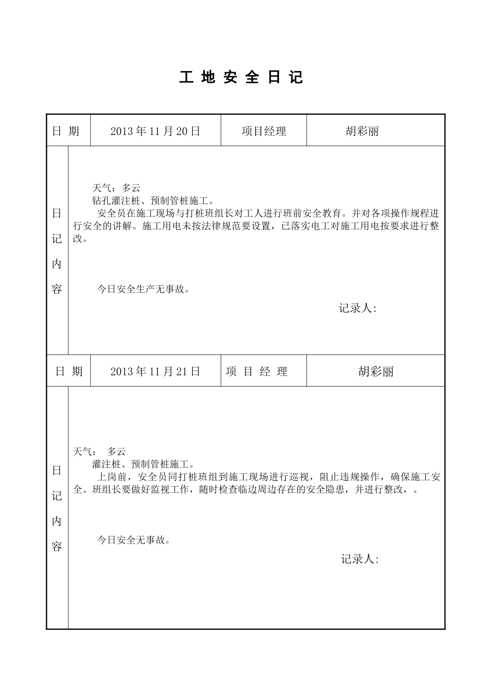 安全施工日记_第2页