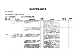安全生产标准化自评表