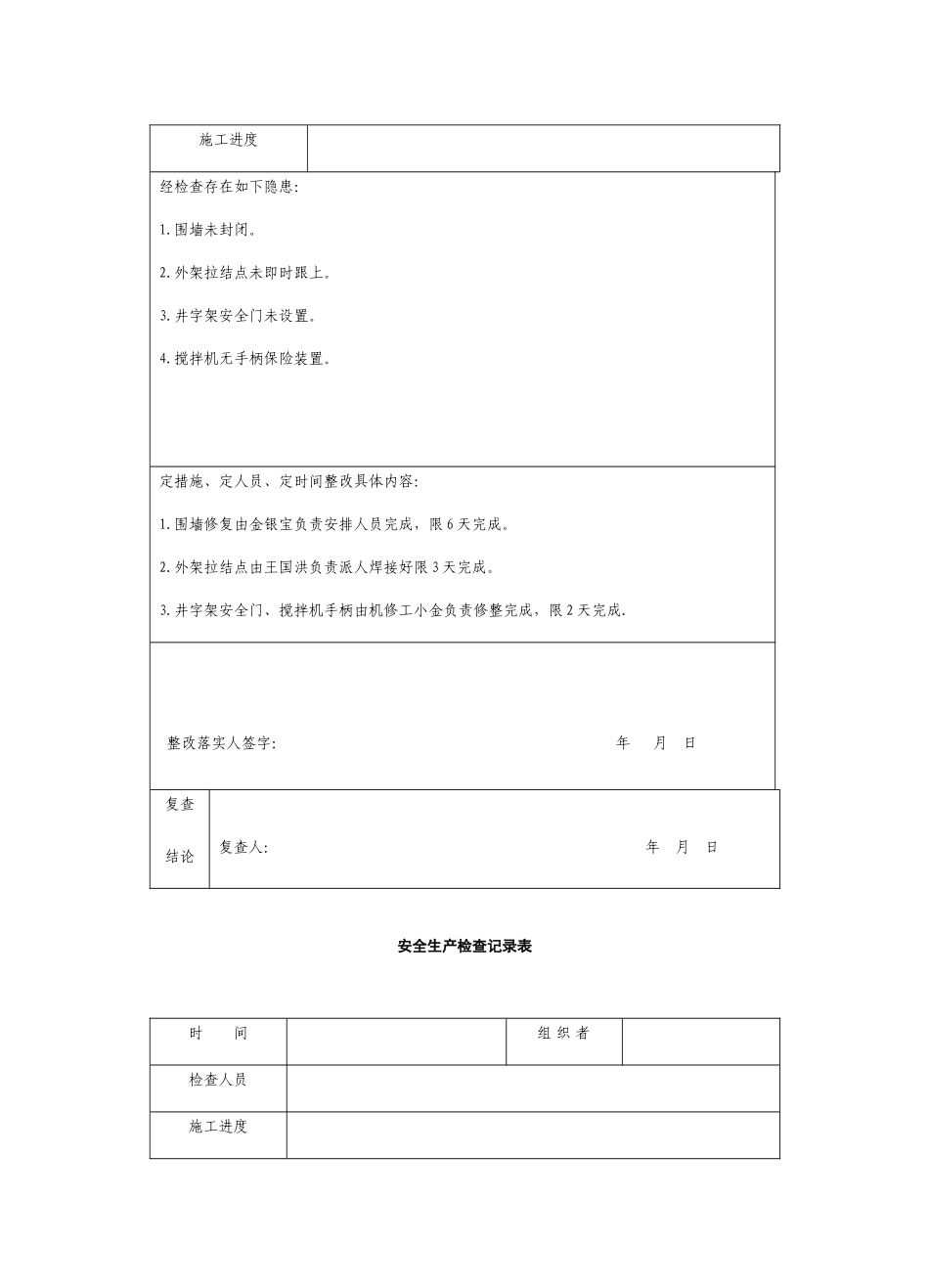 安全生产检查记录表5_第3页