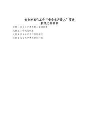 安全生产标准化资料安全生产投入