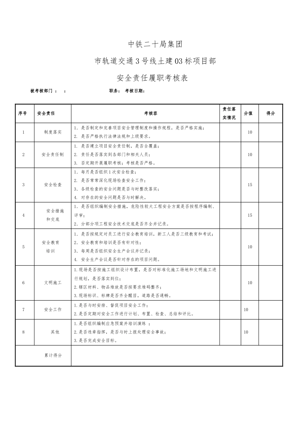 安全生产责任制考核表_第2页