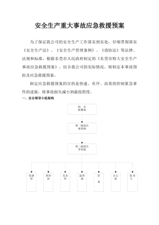安全生产重大事故应急救援预案
