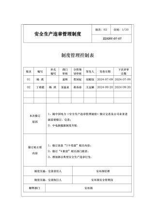 安全生产违章管理制度汇编