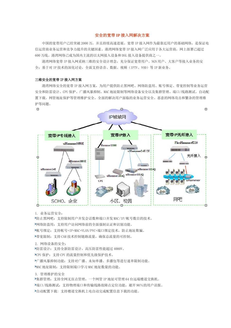 安全的宽带IP接入网解决方案_第1页