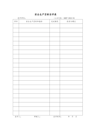 安全管理使用表