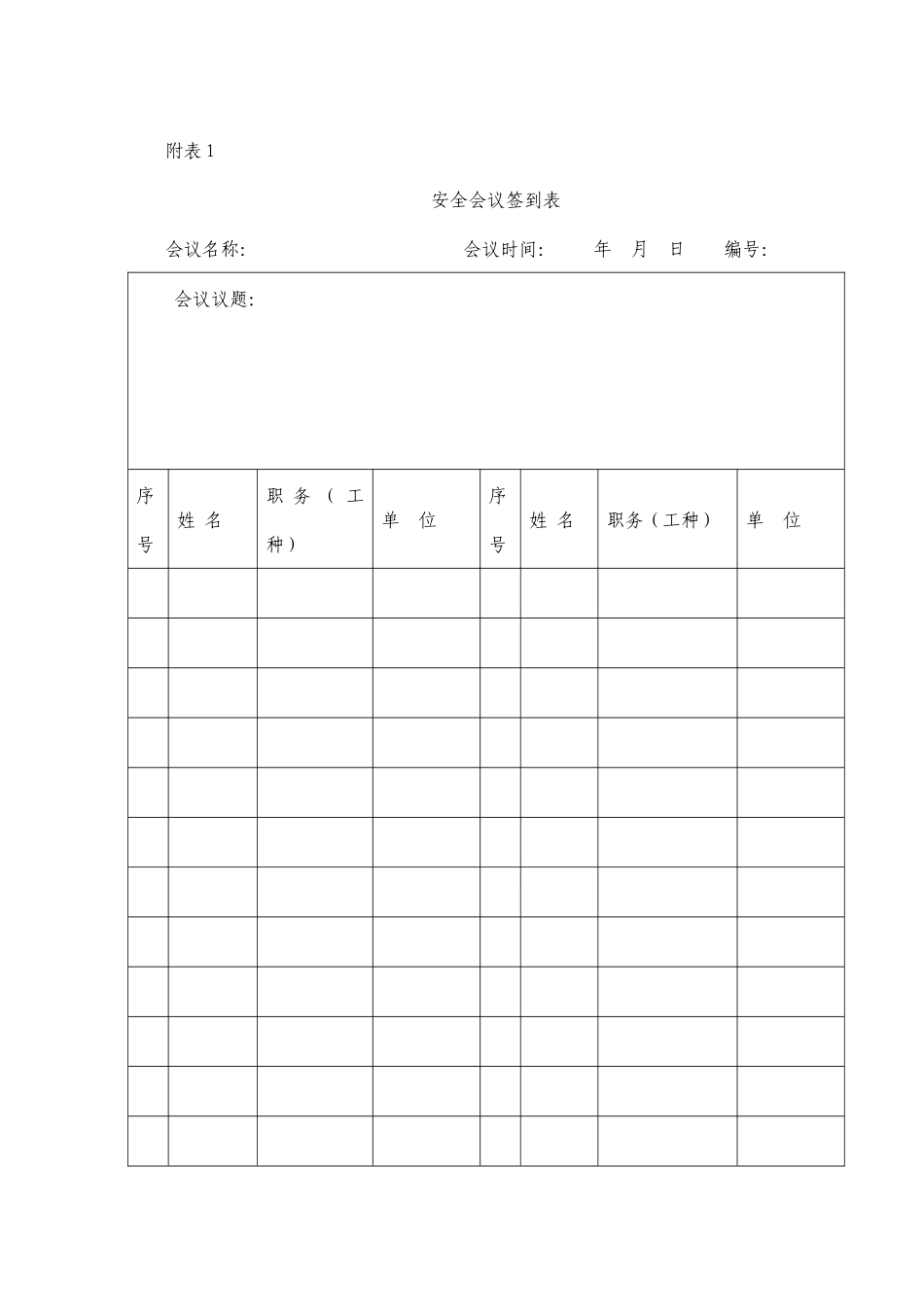 安全部各种标准表格_第1页
