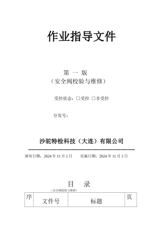 安全阀校验作业指导文件