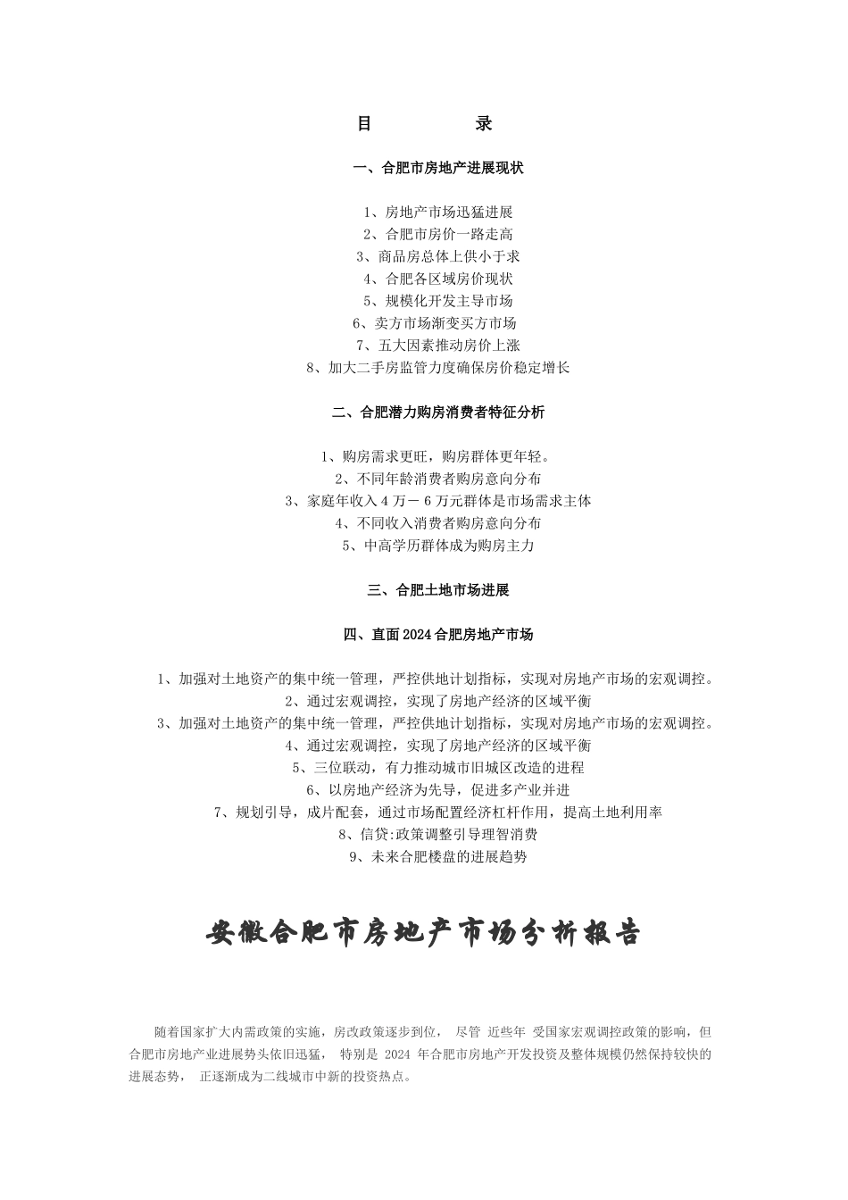 安徽合肥市房地产分析报告_第1页