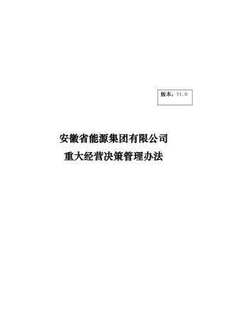 安徽某公司重大经营决策管理制度