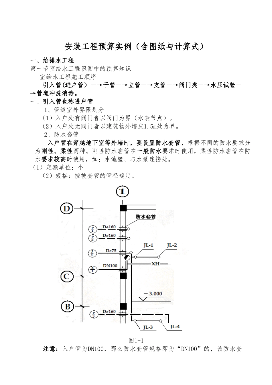 安装工程算量给排水专业实例_第1页