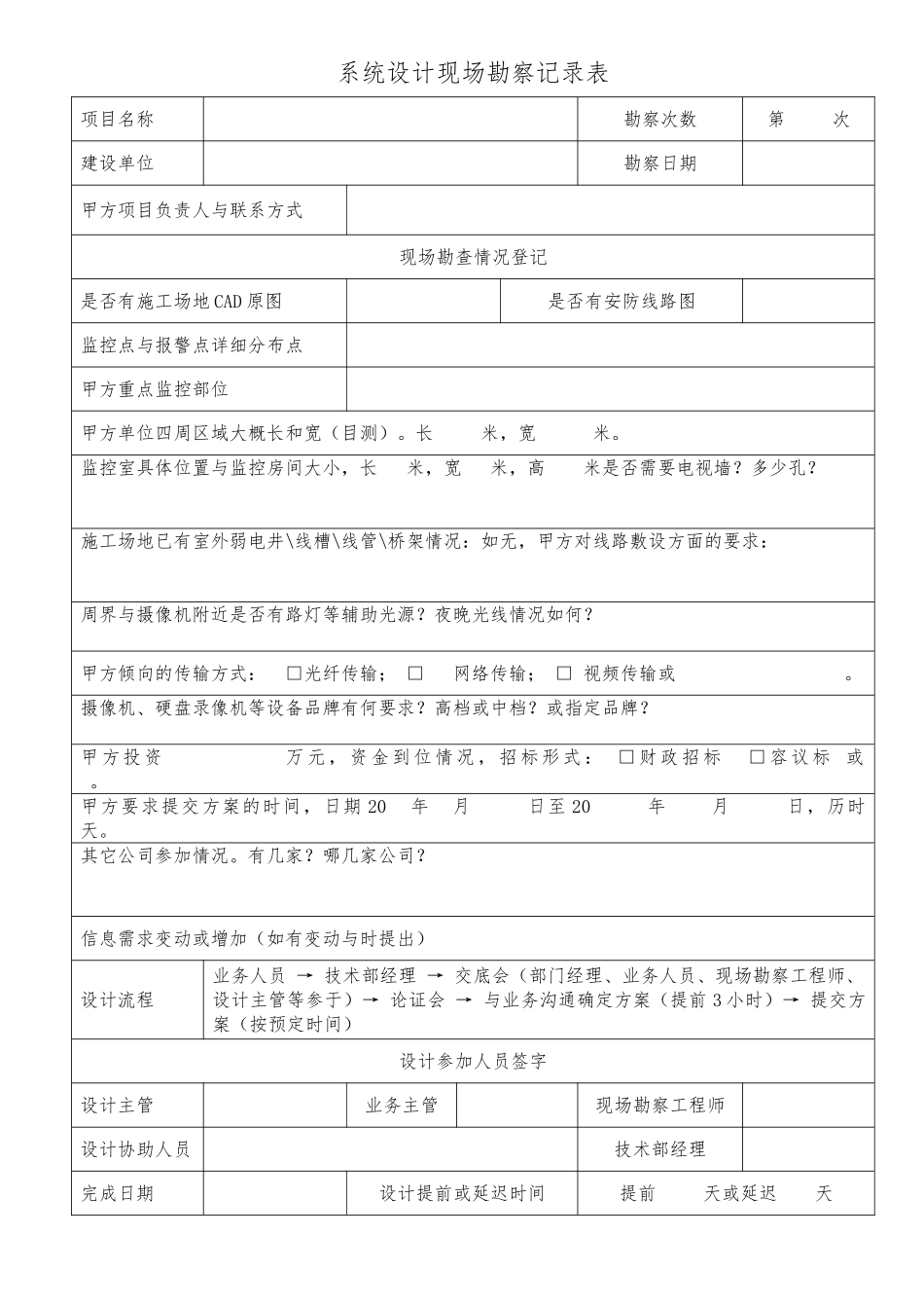 安防勘察报告和堪察记录表_第1页