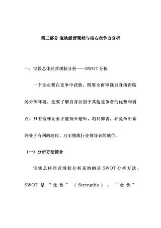 宝铁集团经营现状与核心竞争力分析报告