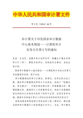 审计署计算机审计实务公告第5号-国家审计数据中心基本