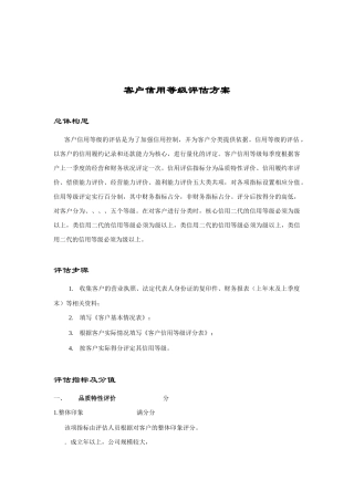 客户信用等级评估分析