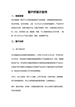 客户开发实施计划书模板