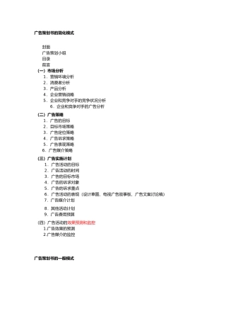 宣传广告策划书模版