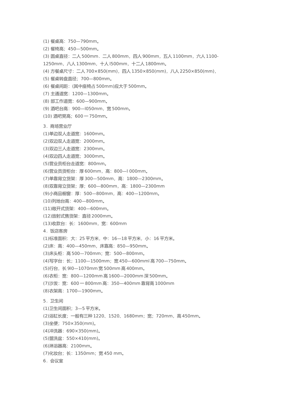 室内设计家具标准尺寸列表_第2页