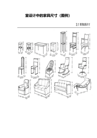室内设计中的家具尺寸图例与材料
