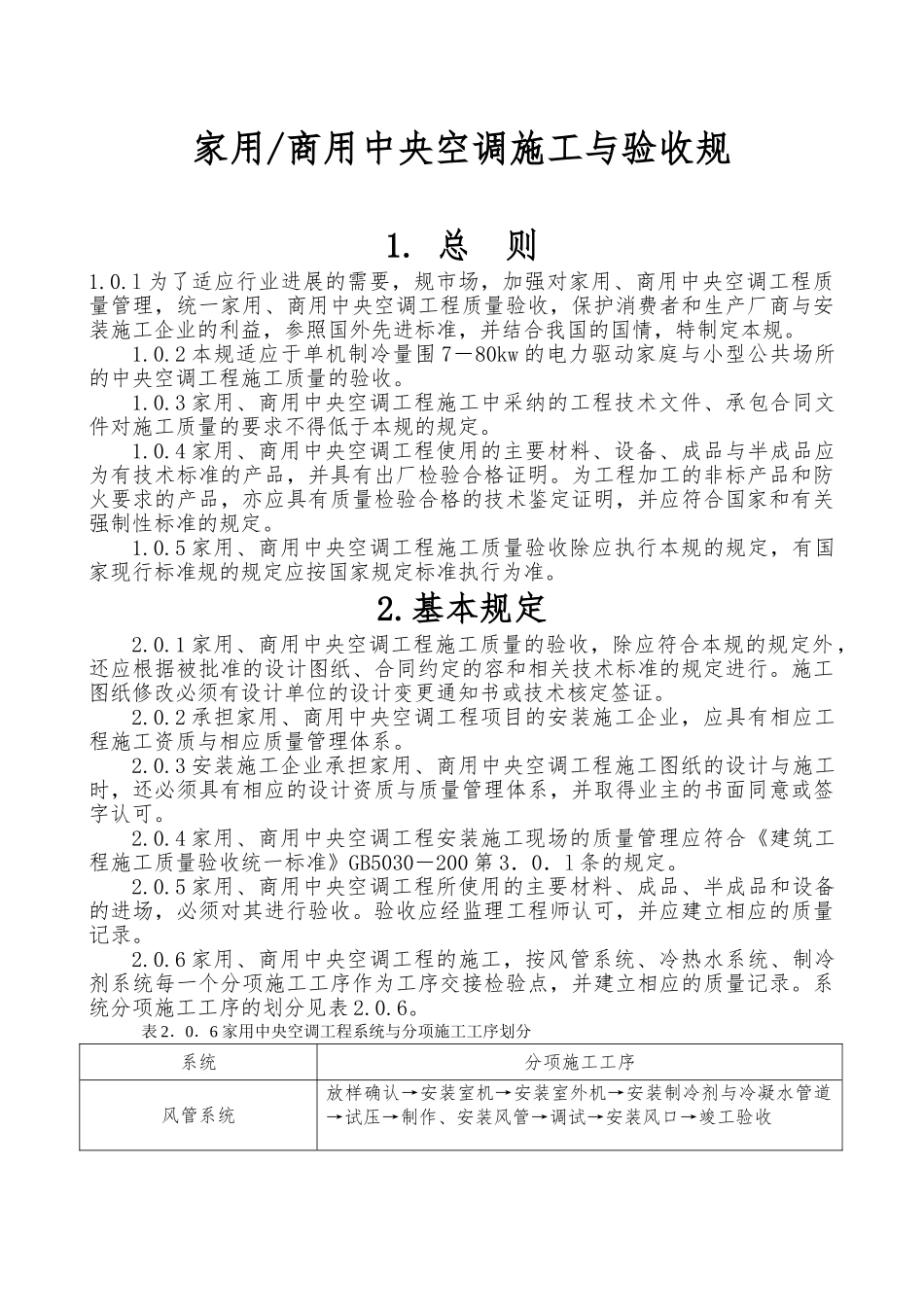 家用中央空调施工质量验收规范标准_第1页