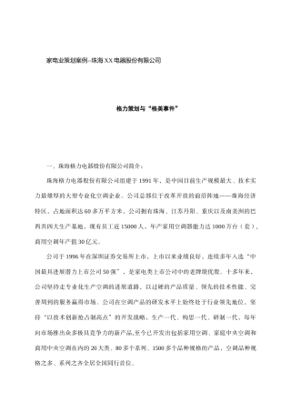 家电业策划案例--珠海XX电器股份有限公司（DOC30页）