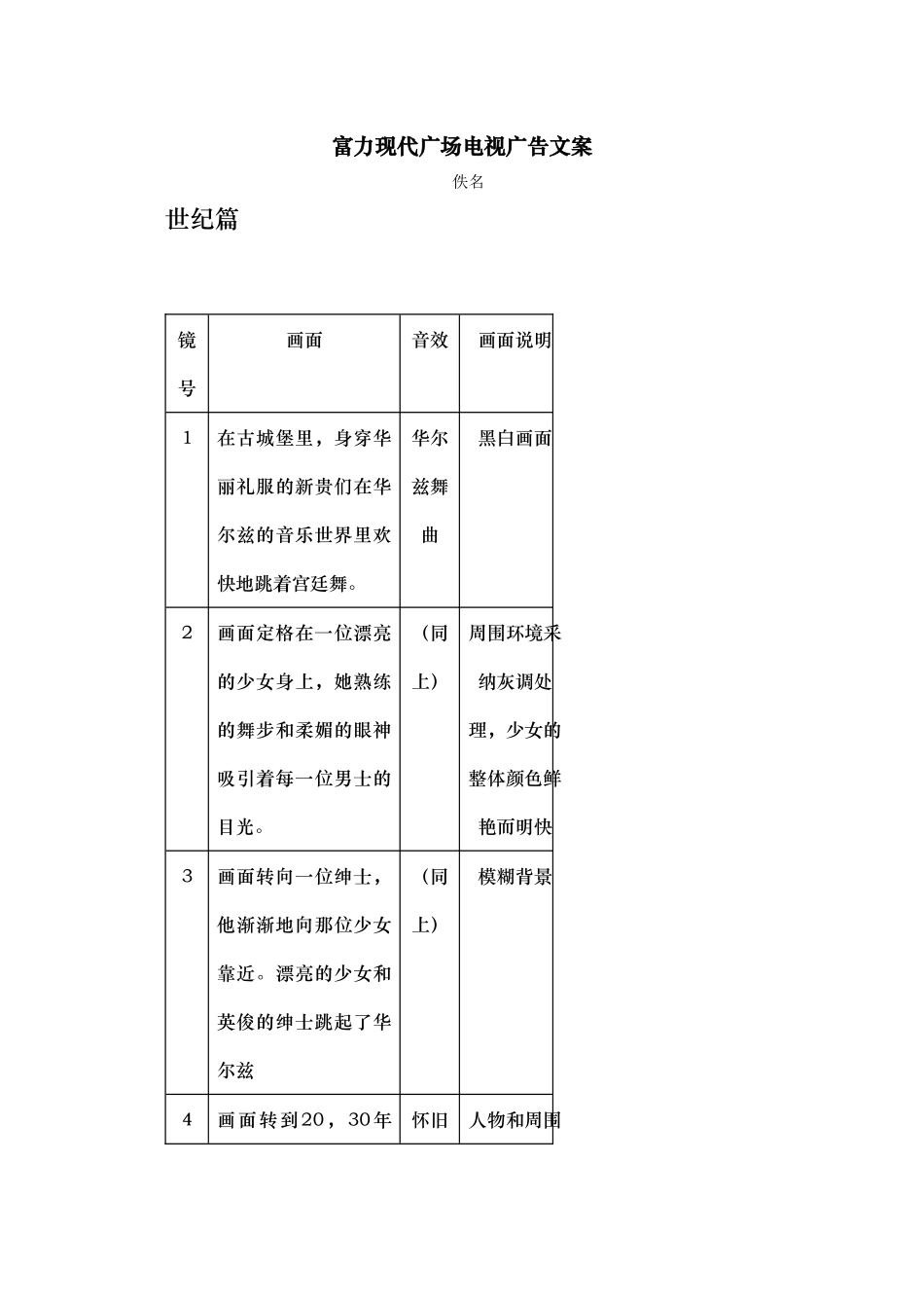 富力现代广场电视广告文案_第1页