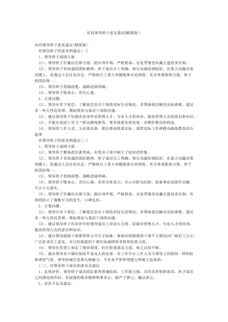 对局领导班子意见建议