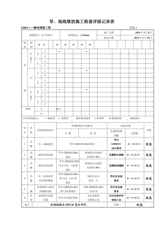 导、地线展放施工检查评级记录表