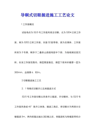 导硐式切眼掘进施工工艺论文