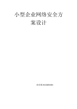 小型企业网络安全方案设计