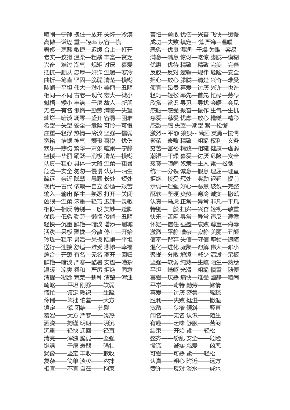 小学全部必背近反义词_第3页