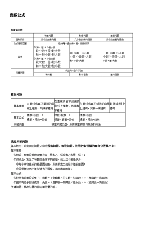 小学奥数公式大全