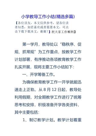 小学教导工作小结