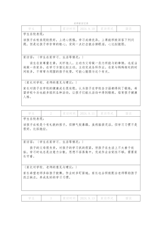 小学教师家访记录内容