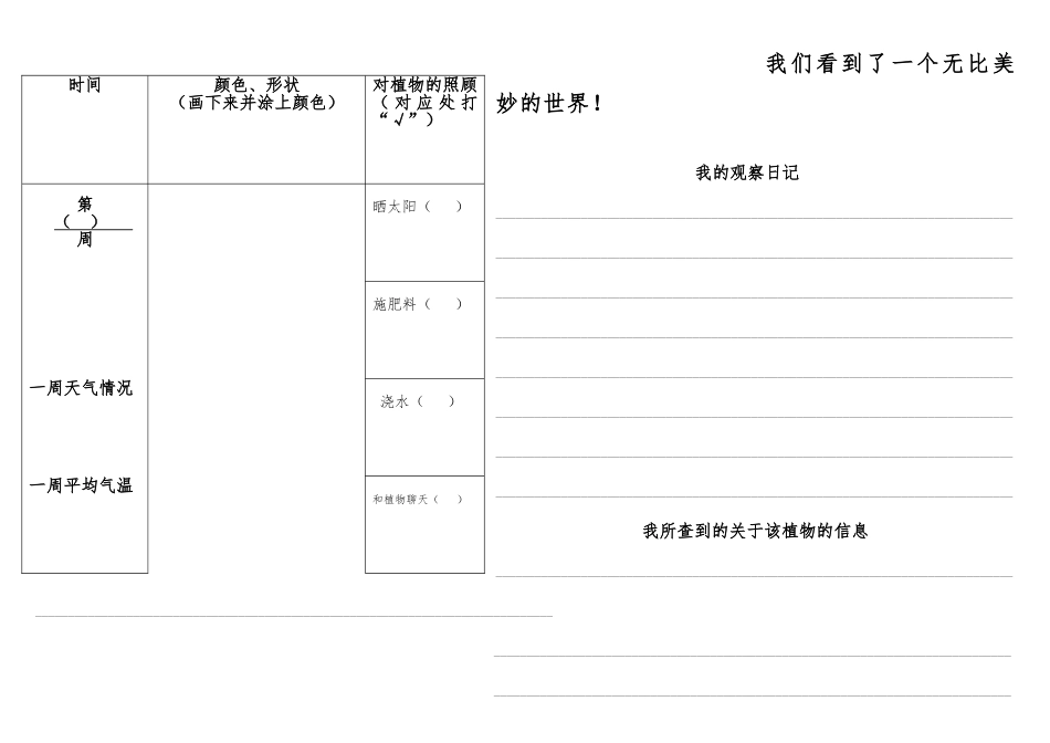 小学植物生长观察记录表_第2页