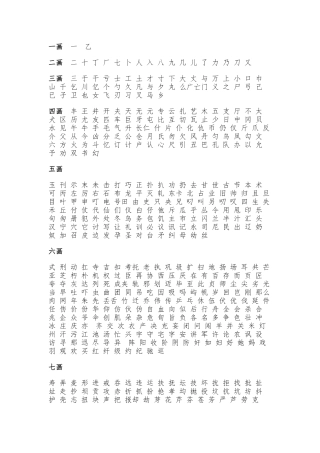 小学生应该掌握的汉字