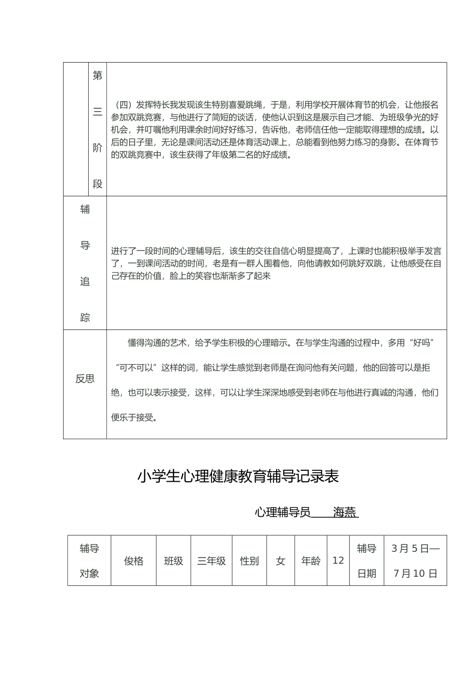 小学生心理健康教育辅导记录表_第3页