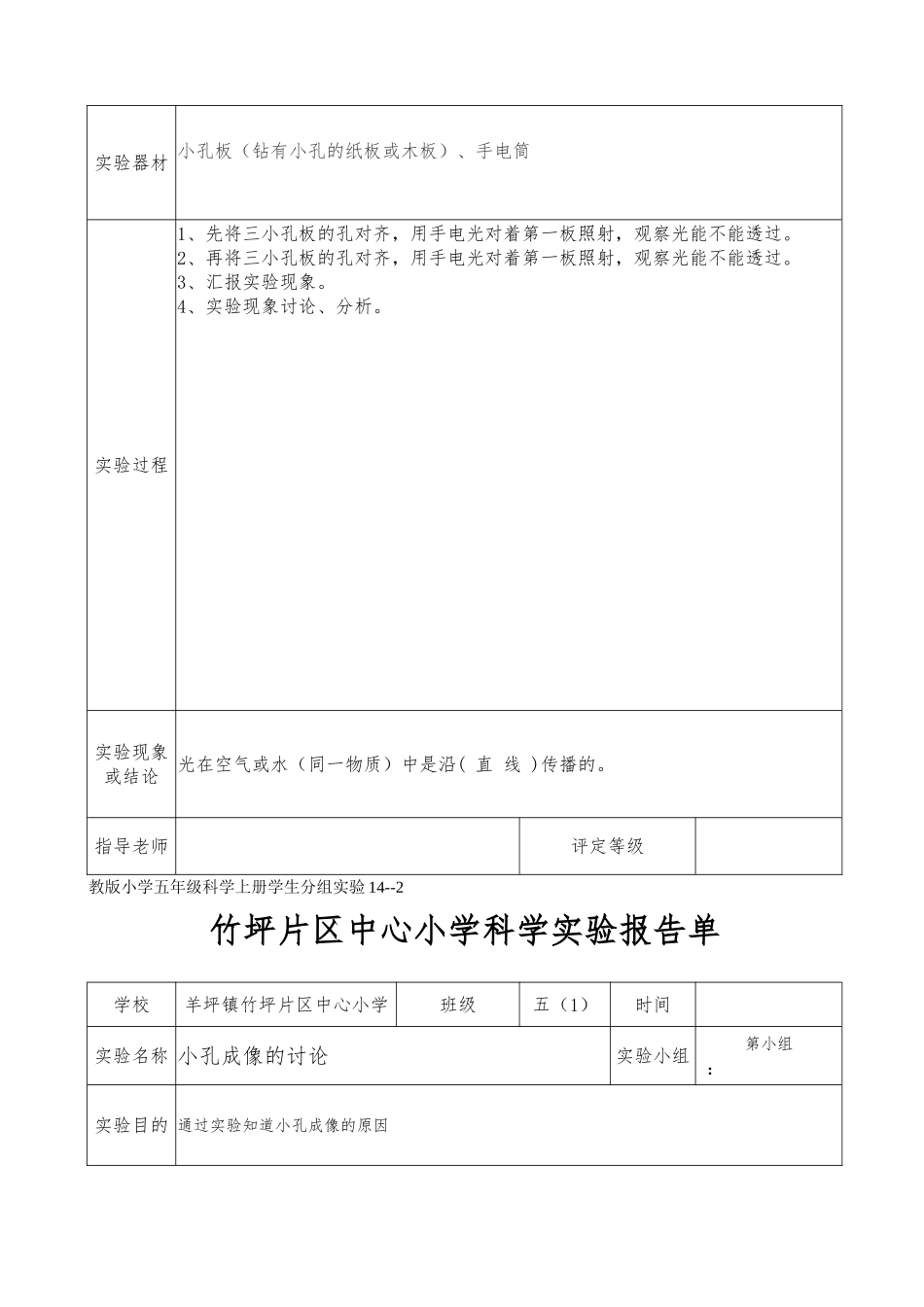 小学科学实验报告单报告_第2页