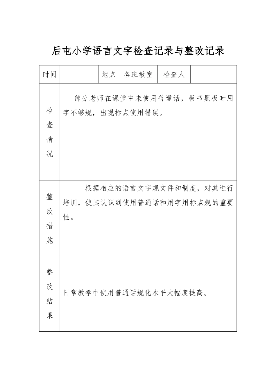小学语言文字工作检查记录与整改记录文本_第3页