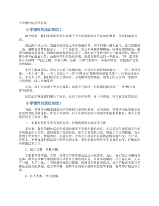 小学课外的活动总结