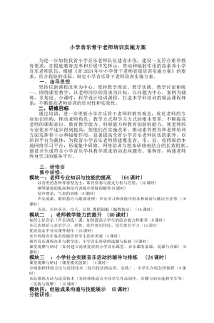 小学音乐骨干教师培训实施计划方案