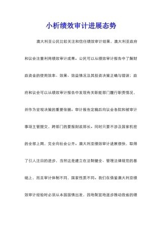 小析绩效审计发展态势