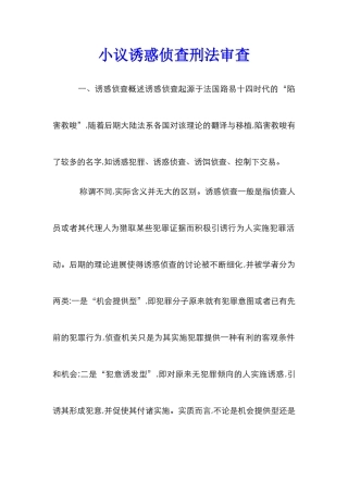 小议诱惑侦查刑法审查