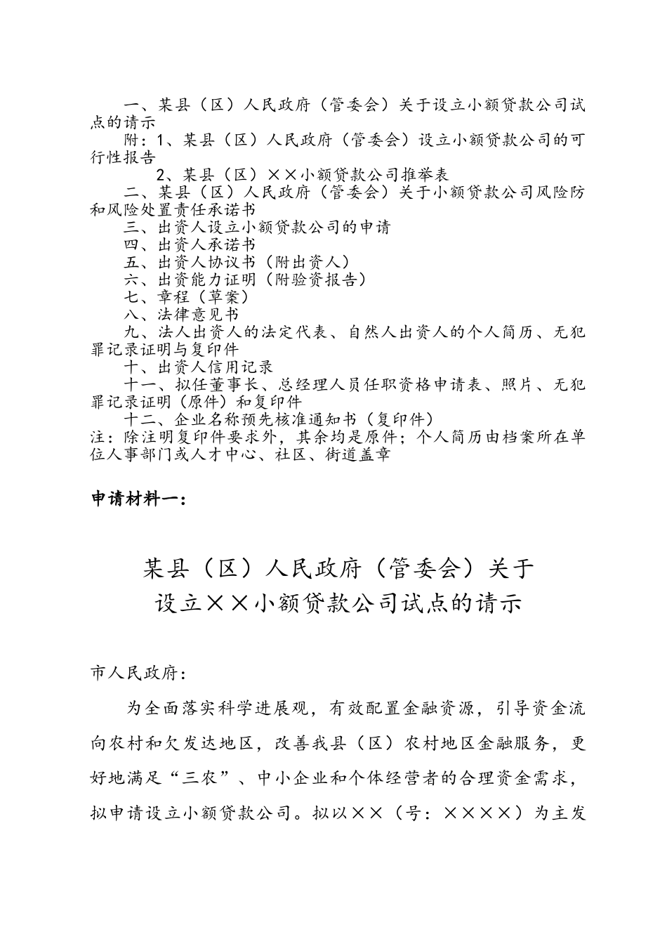 小额贷款公司试点筹建申请材料_第2页