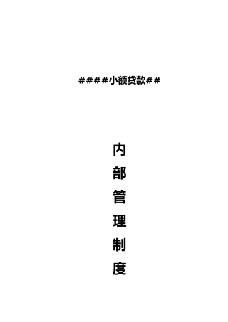 小额贷款公司内部管理制度